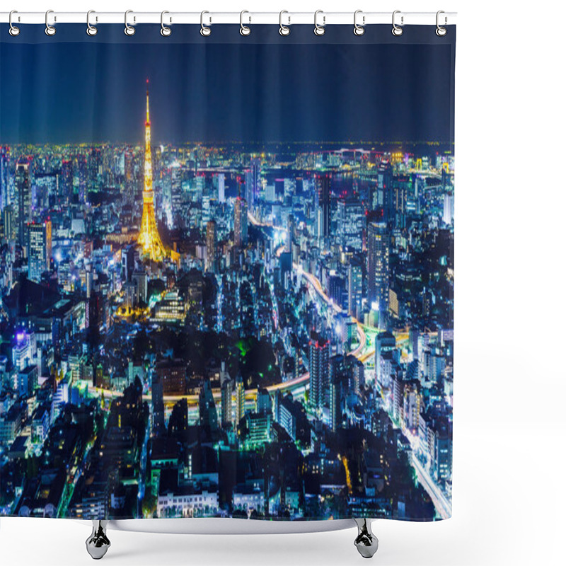 Personality  Tokyo Skyline At Night Shower Curtains