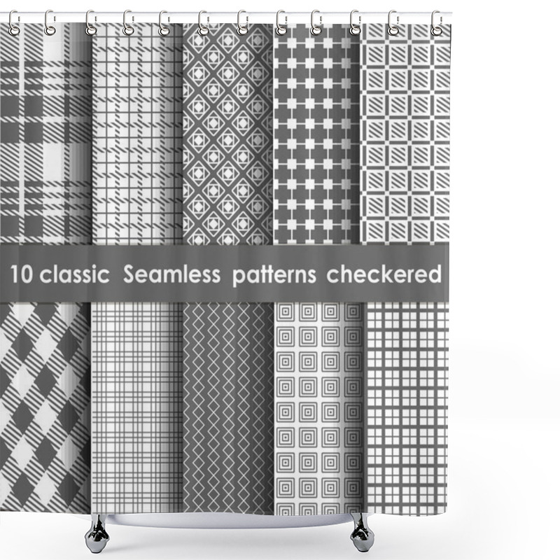 Personality  Set Of 10 Classic Seamless Checkered Patterns Shower Curtains