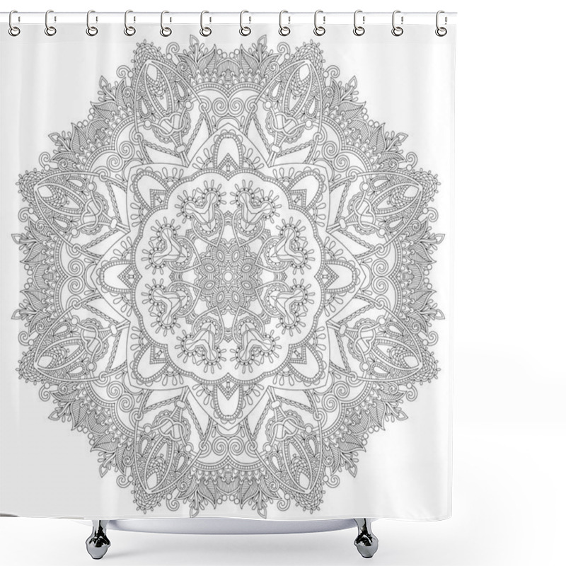 Personality  Circle Lace Ornament, Round Ornamental Geometric Doily Pattern Shower Curtains