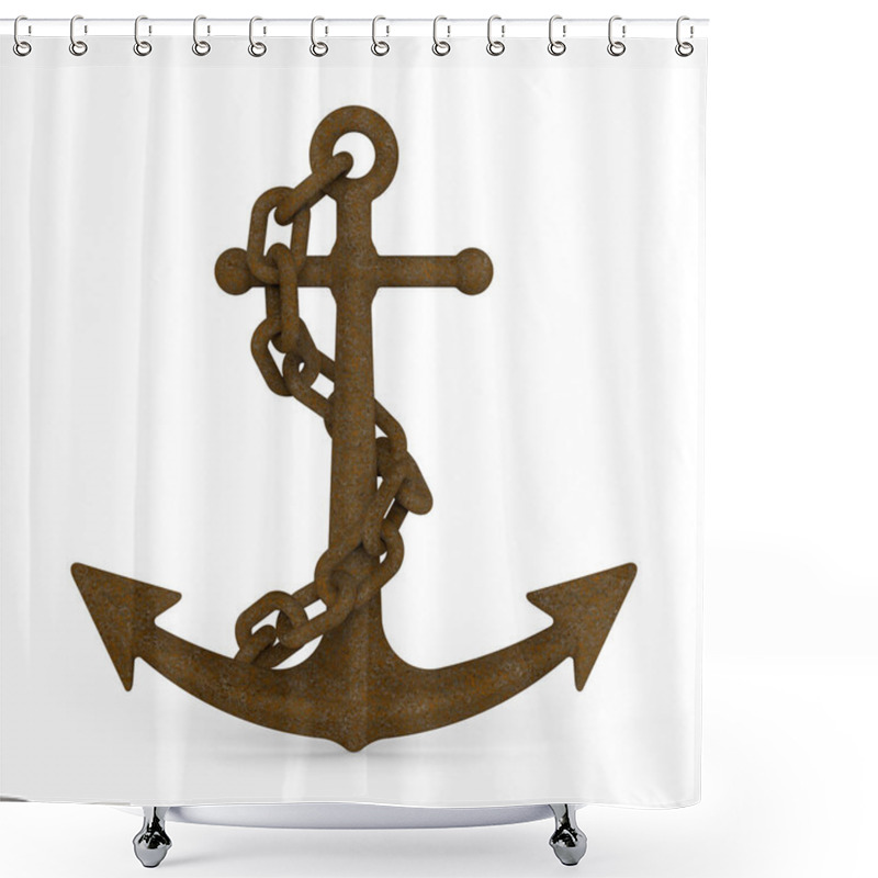 Personality  Anchor With Chain On White Shower Curtains