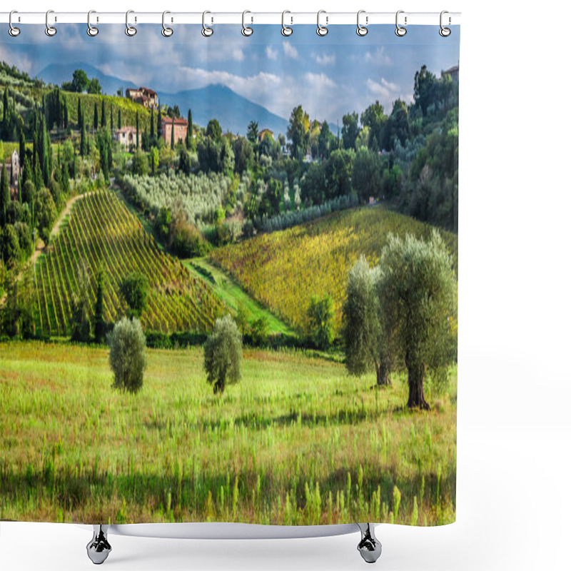 Personality  View Of A Small Village In Tuscany Shower Curtains