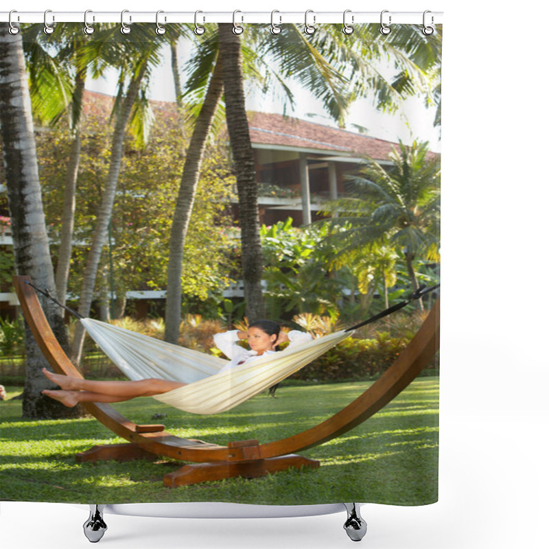 Personality  Woman On Hammock Shower Curtains