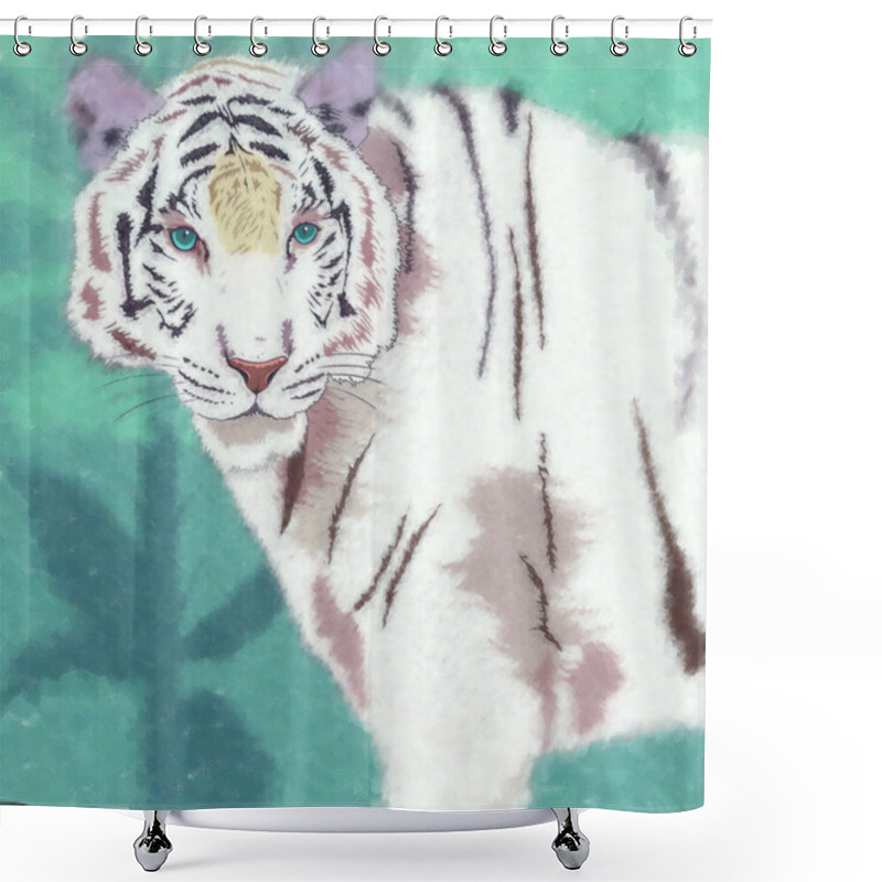 Personality  Wild Cats. White Tiger Shower Curtains