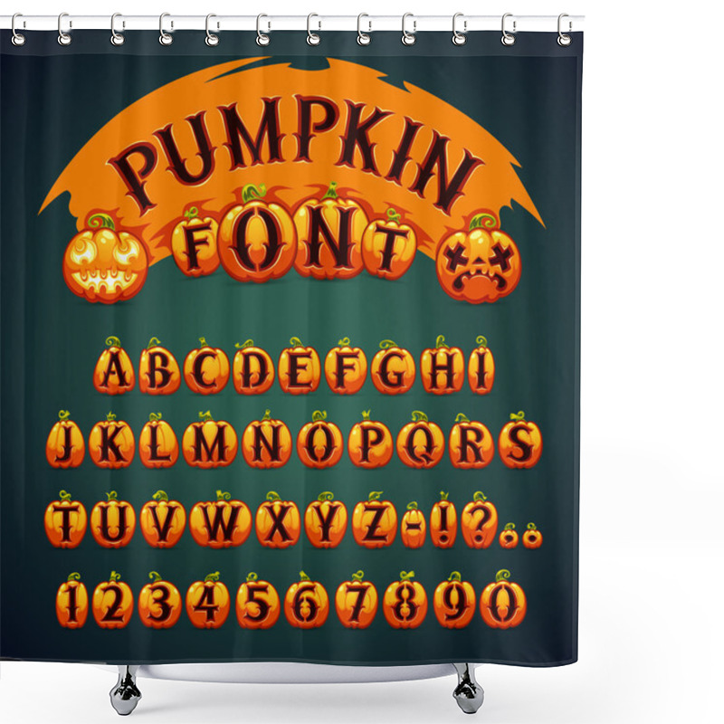 Personality  Halloween Pumpkin Font Shower Curtains