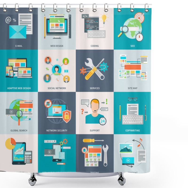 Personality  Website Development Concept Icons Shower Curtains