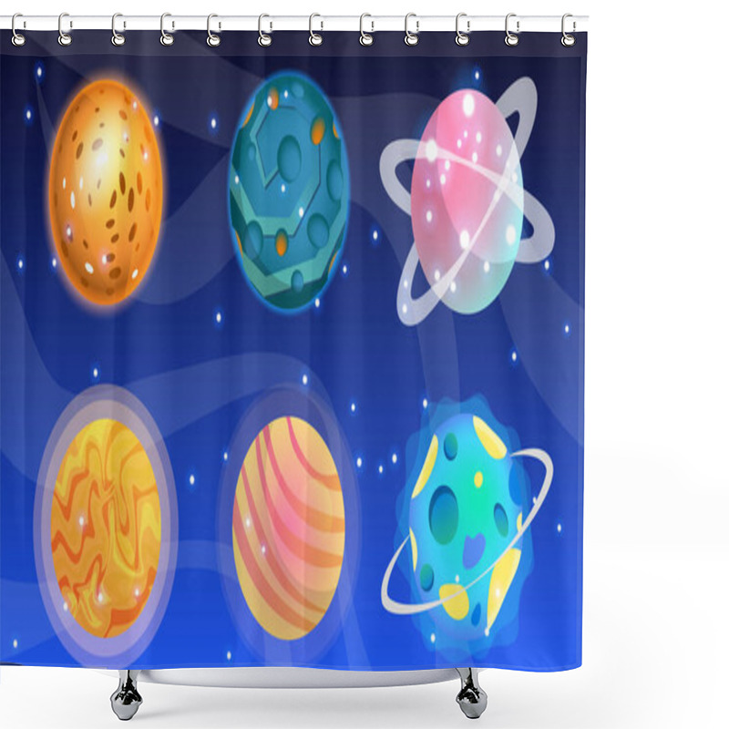 Personality  Set Of Cartoon Planets Shower Curtains