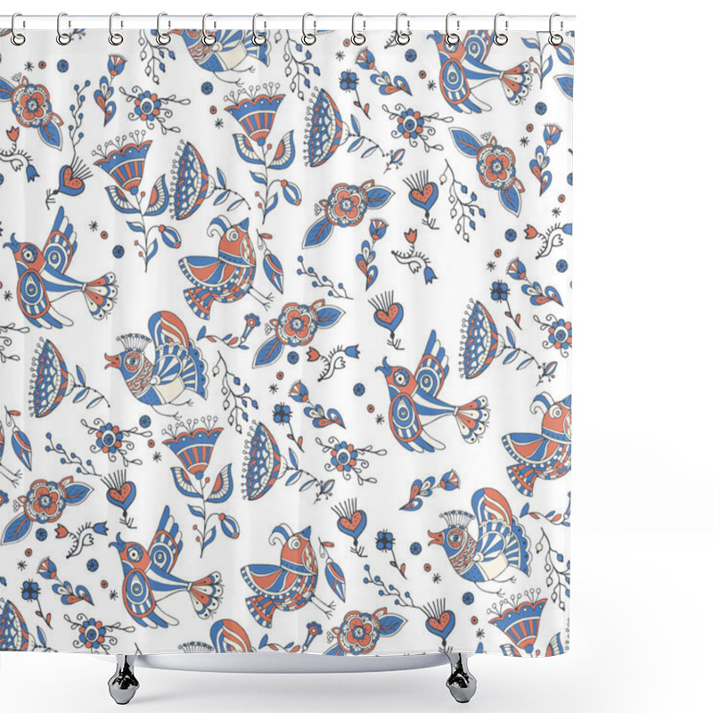 Personality  Texture With Flowers And Birds. Shower Curtains