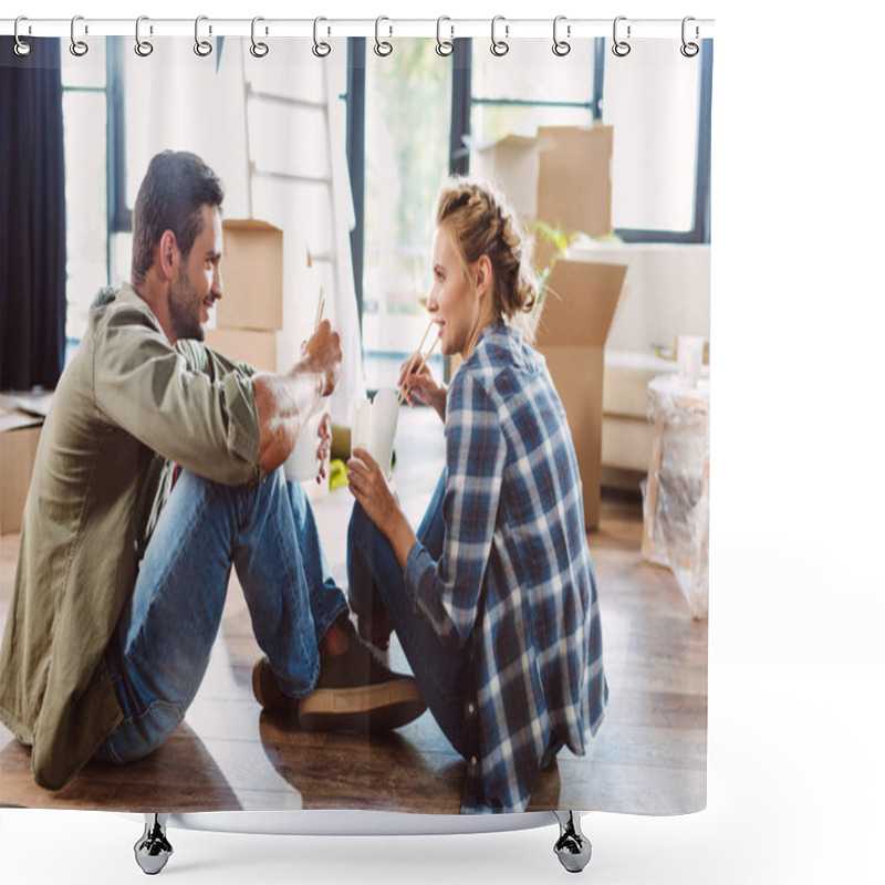 Personality  Couple Eating In New House Shower Curtains