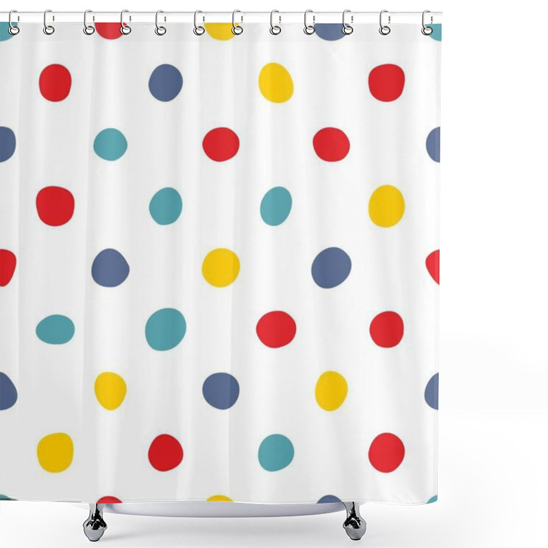 Personality  Tile Vector Pattern With Pastel Hand Drawn Dots On White Background Shower Curtains