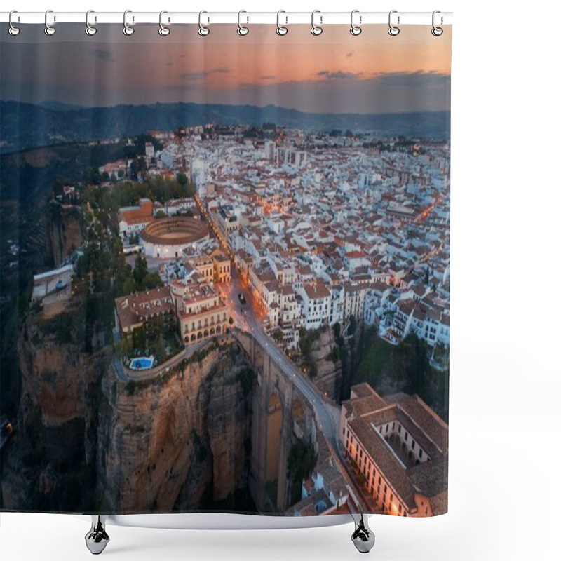 Personality  Ronda Aerial View At Sunrise With Old Buildings In Spain. Shower Curtains