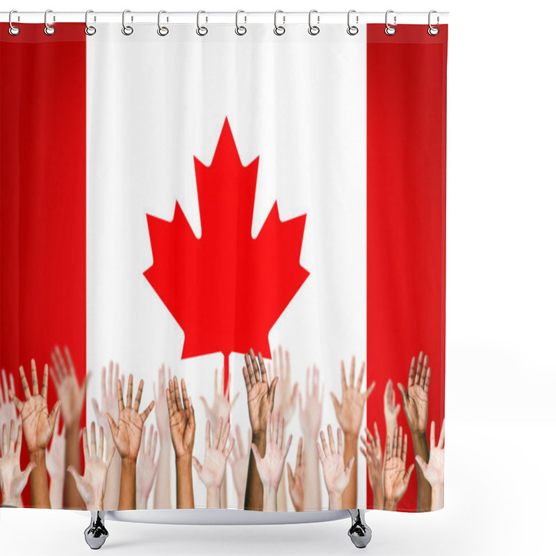 Personality  Hands With Flag Of Canada Shower Curtains