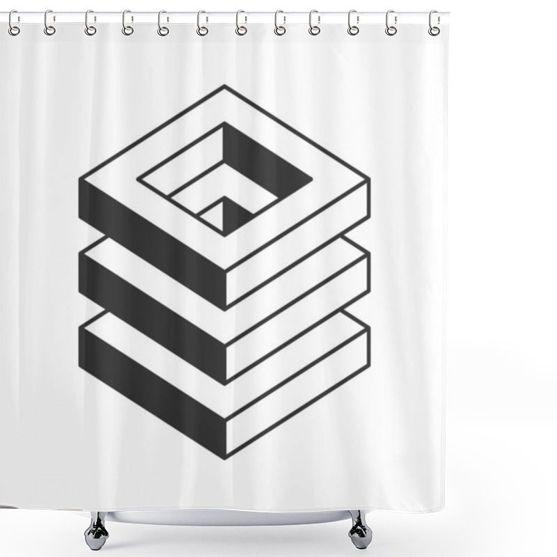 Personality  Stylish Isometric Illustration Of Stacked Squares Creating A Nested, Receding Effect.  Perfect For Concepts Of Depth, Layers, Complexity, Or Technology. Shower Curtains