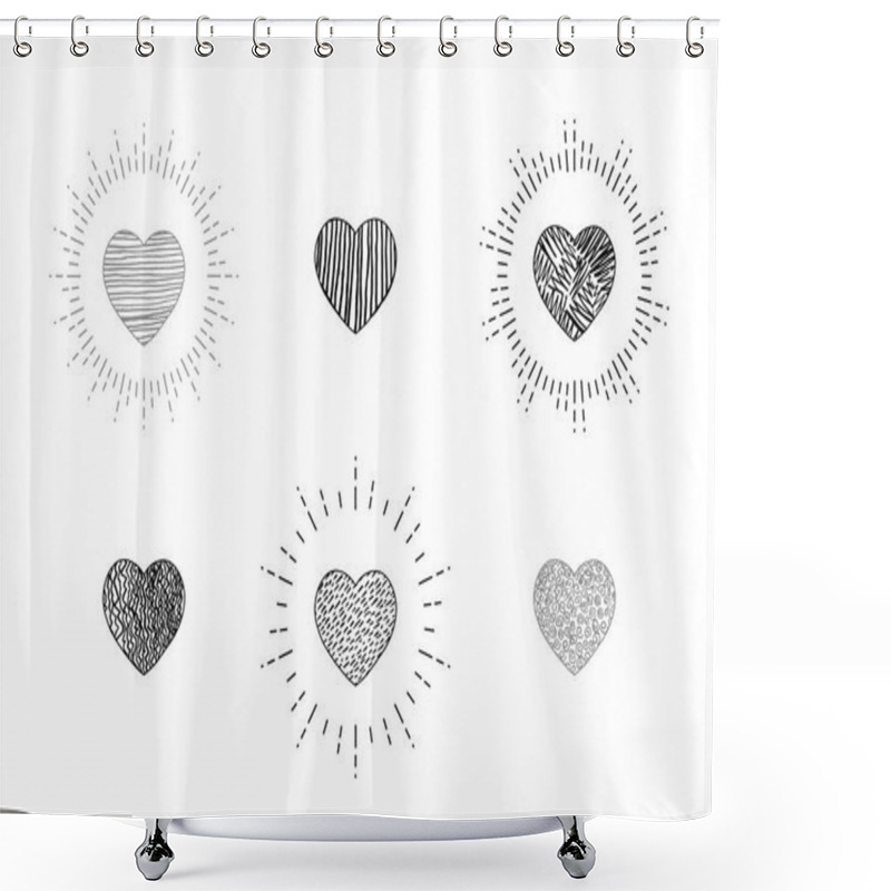 Personality  Linear Drawing Of Sun Rays Or Sun Burst With Heart Shower Curtains