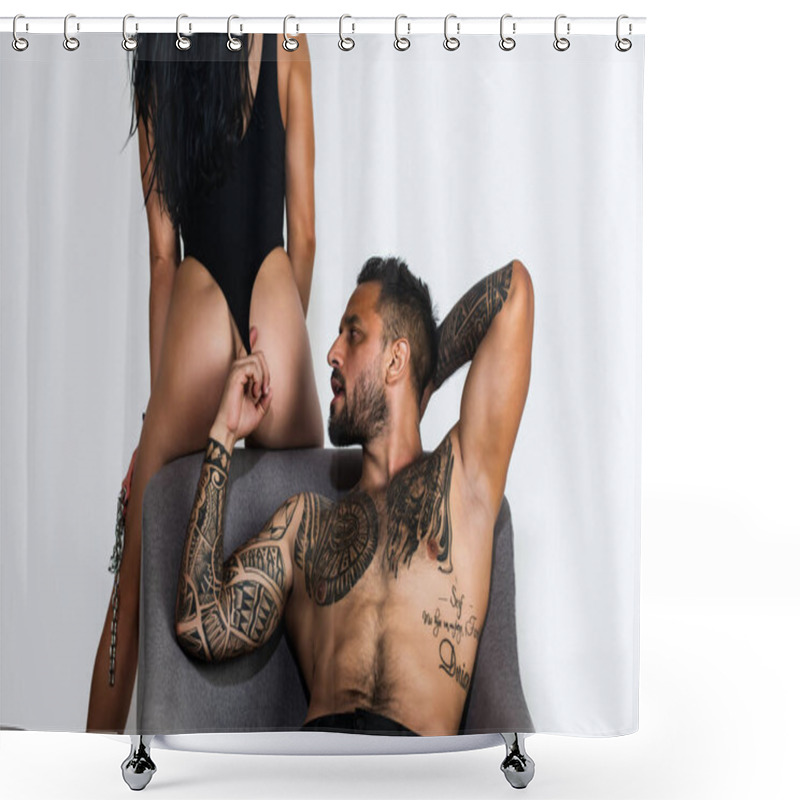 Personality  Loving People, Lovers Feeling Love. Sensual Lovers Undressed. Shower Curtains