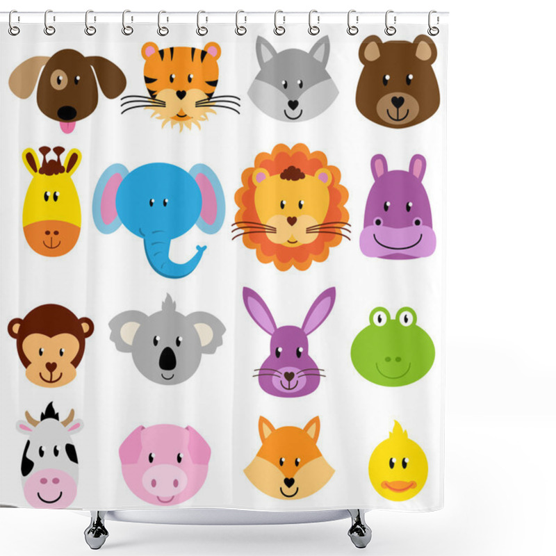 Personality  Vector Zoo Animal Faces Set Shower Curtains