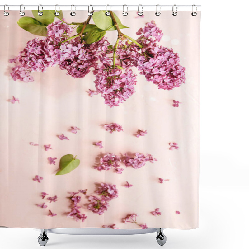 Personality  Lilac Flowers Over Pink Shower Curtains