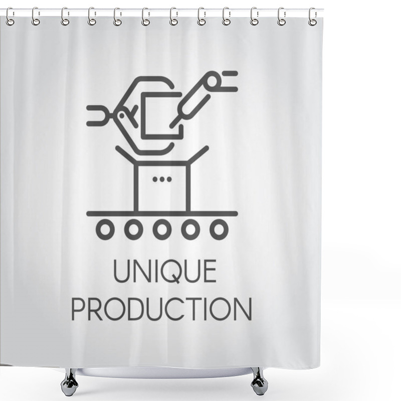 Personality  Icon In Linear Style Of Modern Technical Equipment In The Factory. Concept Of Unique Production. Contour Pictogram, Graphic Button Or Infographic Element For Different Design Projects Shower Curtains