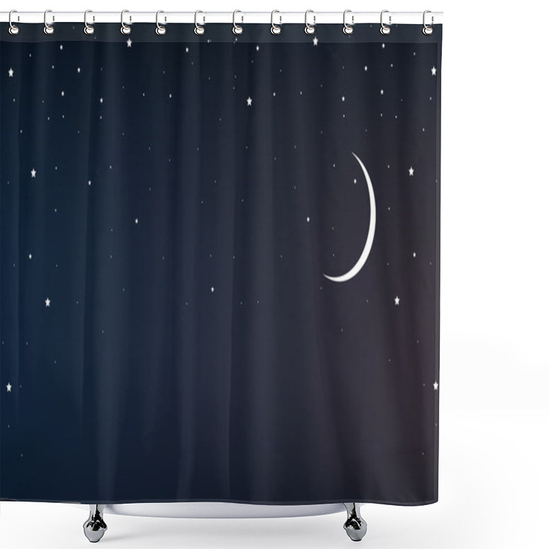 Personality  Night Sky With A Crescent Moon And Stars Shower Curtains