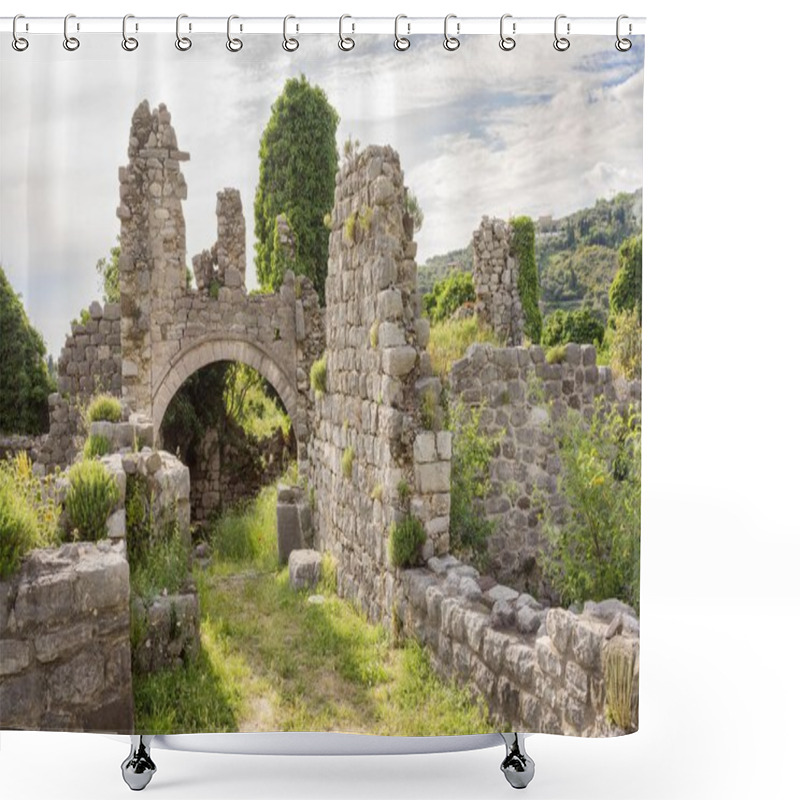 Personality  Ruins Of Stari Bar Ancient Fortress, Arch Way To Ruined Defense Tower, Montenegro. Shower Curtains