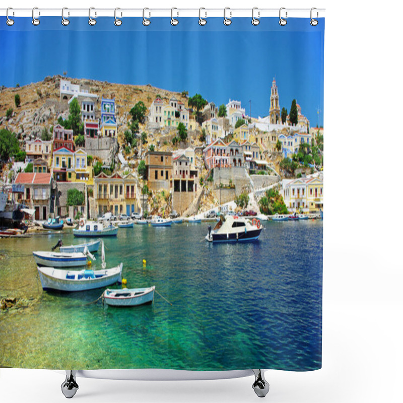 Personality  Amazing Greece - Pictorial Island Symi Shower Curtains