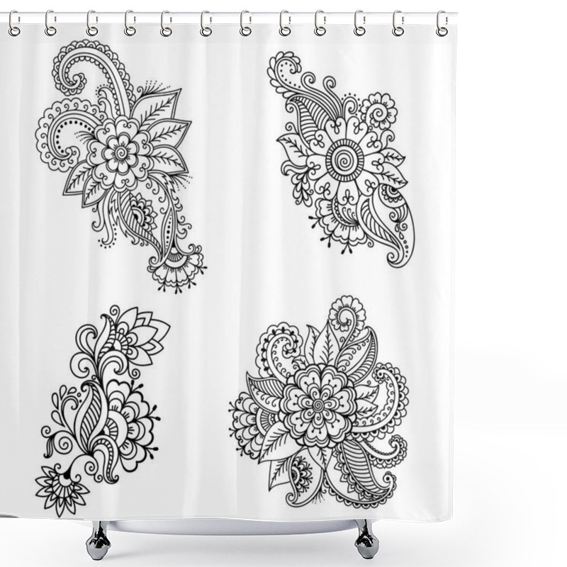 Personality  Henna Tattoo Flower Template In Indian Style. Ethnic Floral Paisley - Lotus. Mehndi Style. Ornamental Pattern In The Oriental Style. Shower Curtains