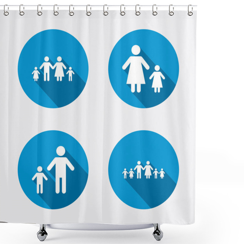 Personality  Family With Two Children Signs Shower Curtains