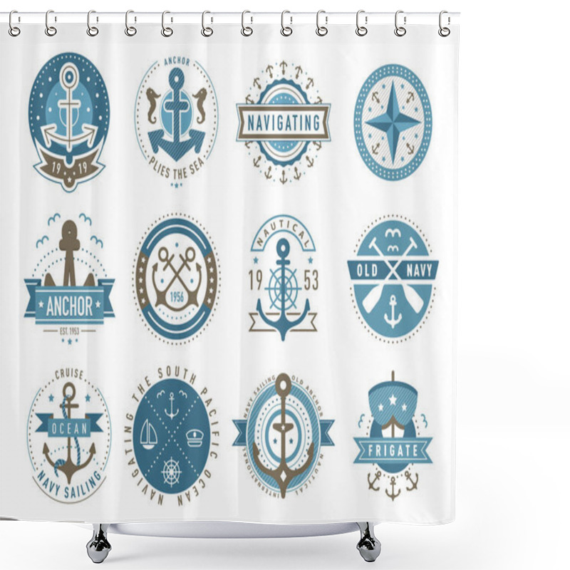 Personality  Nautical Logo Templates Set.  Shower Curtains