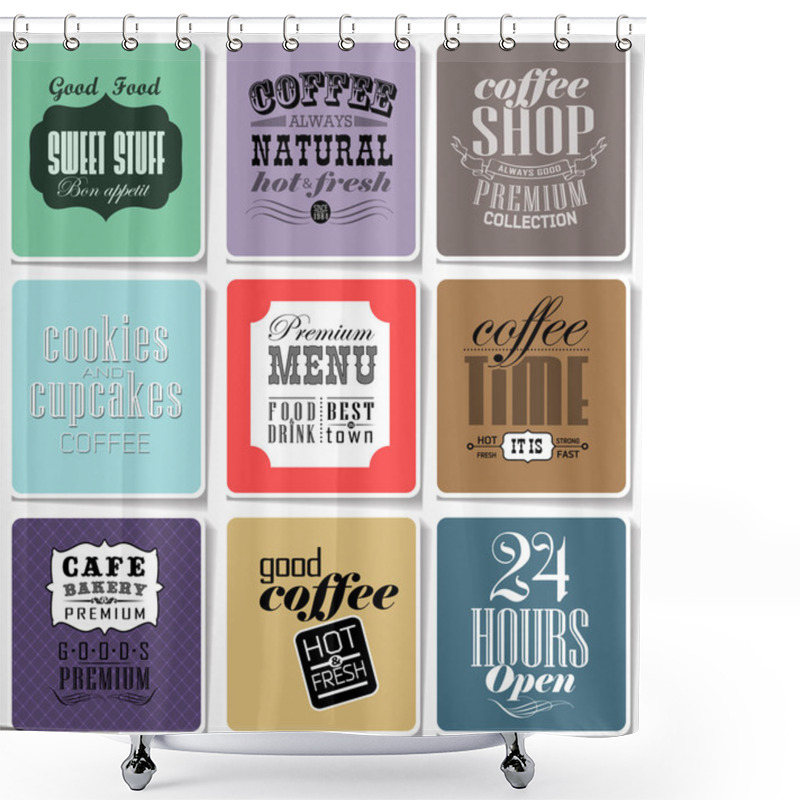 Personality  Retro Labels And Typography, Shower Curtains