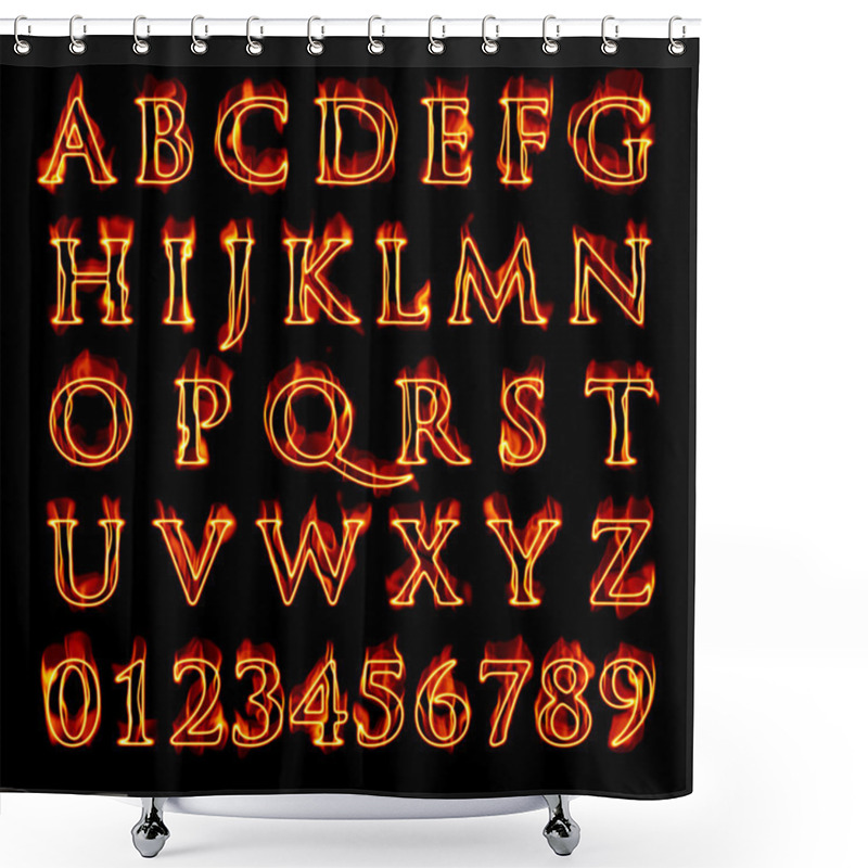 Personality  Flaming Alphabet And Numbers Shower Curtains