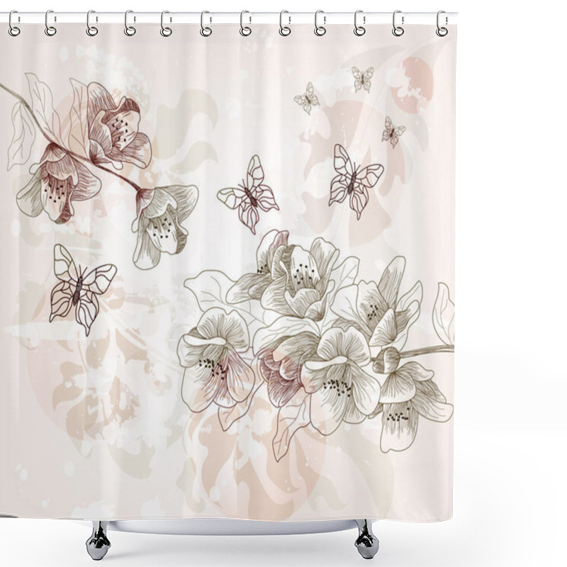 Personality  Hand Drawn Spring Scenery Shower Curtains