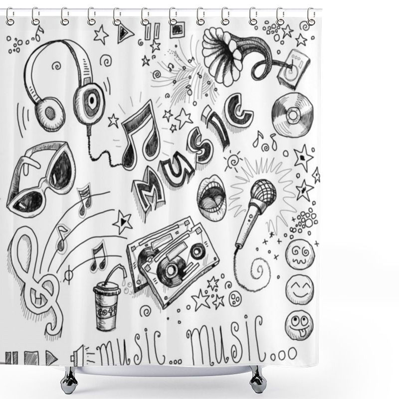 Personality  Sketchy Music Illustrations Shower Curtains