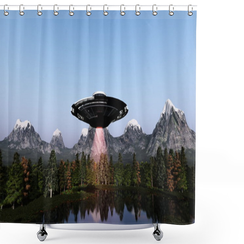 Personality  Unidentified Flying Object Shower Curtains