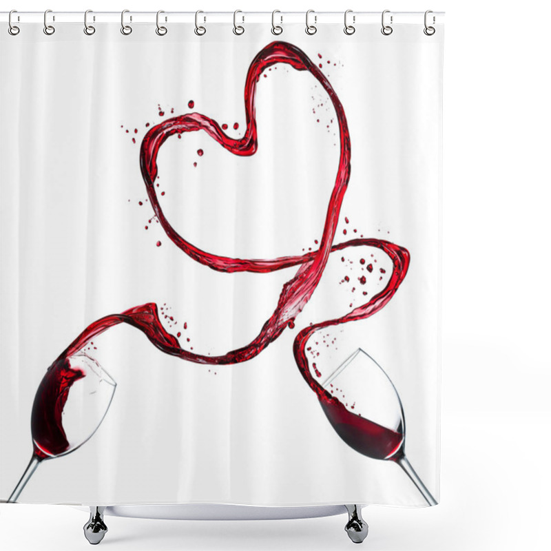 Personality  Red Wine Splash Heart On White Background Shower Curtains