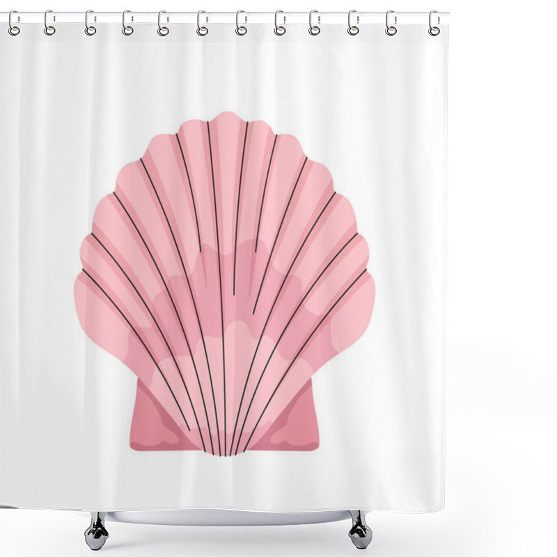 Personality  Sea Shell Concept. Natural Sea And Underwater Object. Pink Aquatic And Tropical Mollusk. Template, Layout And Mock Up. Cartoon Flat Vector Illustration Isolated On White Background Shower Curtains