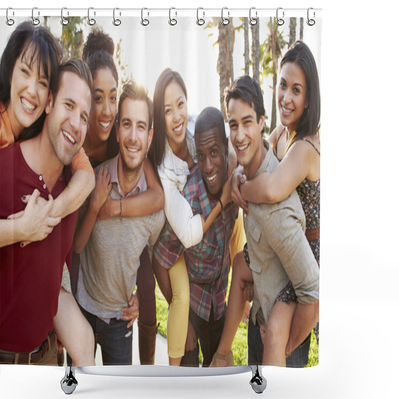 Personality  Group Of Friends Having Fun Together Outdoors Shower Curtains