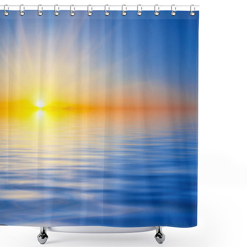 Personality  Bright Sunset Over The Water Shower Curtains