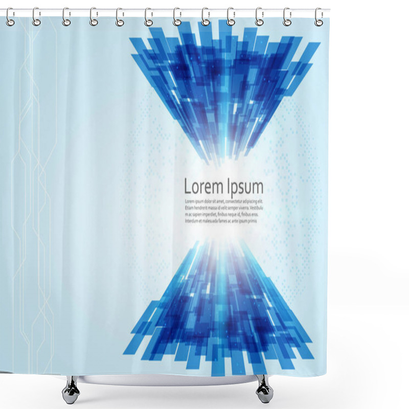 Personality  Abstract Speed Technology Concept. Vector Background. Blue Line Technology. Shower Curtains