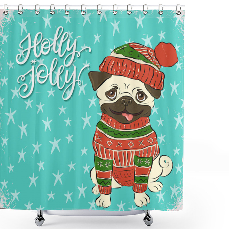 Personality  Christmas Greeting Card Shower Curtains