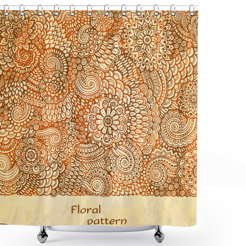 Personality  Template Poster With Doodle Flowers And Paisley.  Shower Curtains