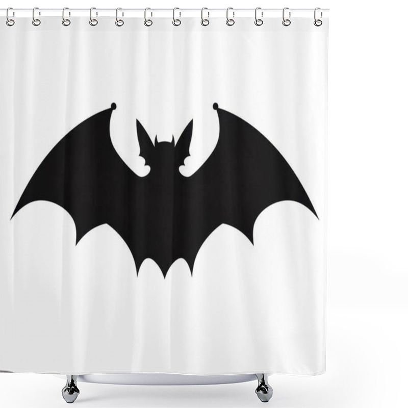 Personality  Silhouetted Bat In Flight, Showcasing Its Distinctive Wingspan. Shower Curtains