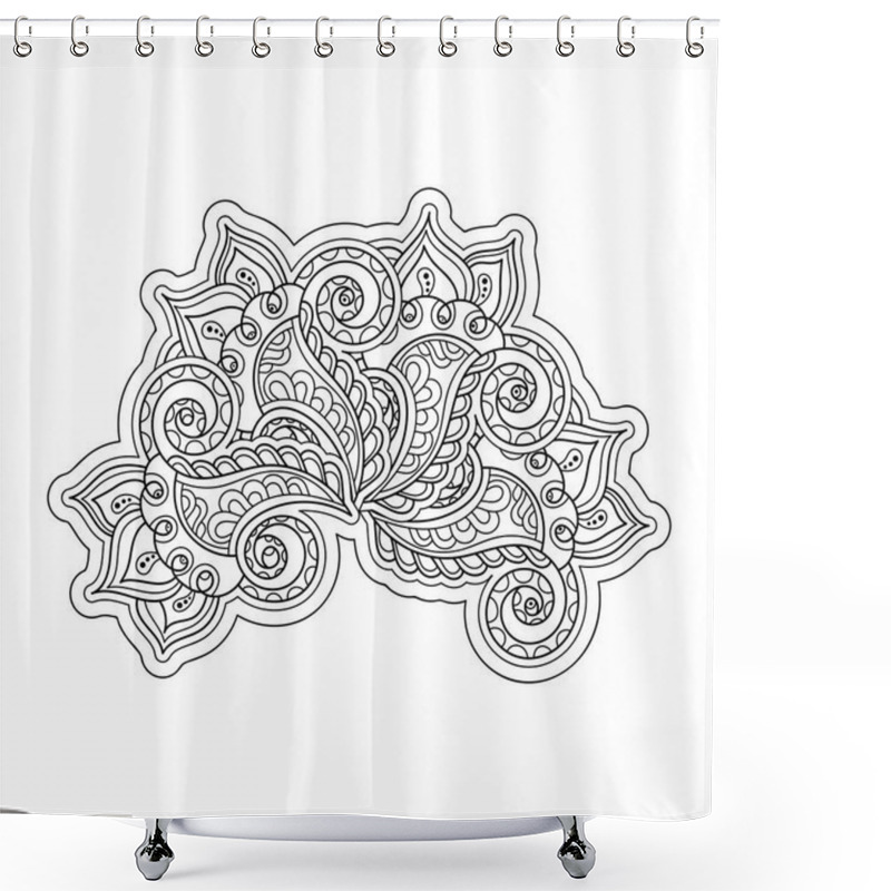 Personality  Coloring Book. Decorative Element With Swirls And Elegant Lines, Hand Drawn Vector Coloring Page Shower Curtains