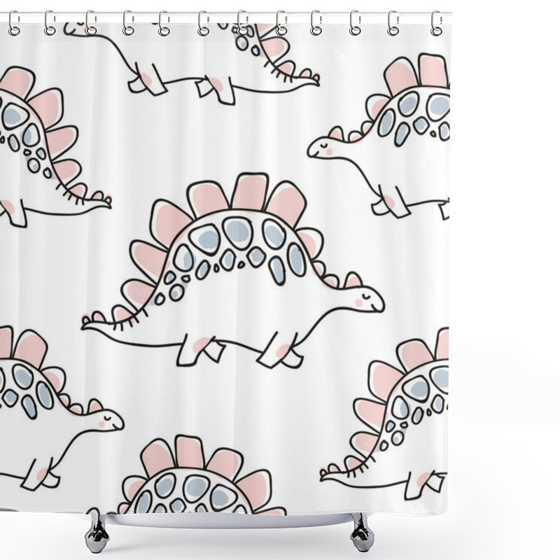 Personality  Cute Dinosaurs Seamless Pattern Shower Curtains