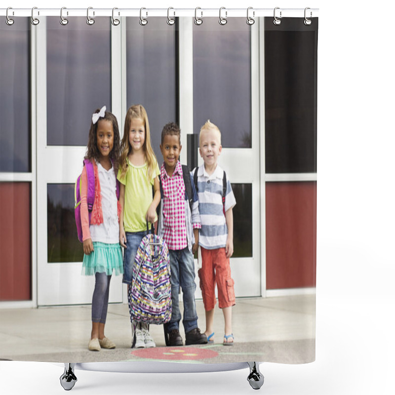 Personality  Portrait Of Young Kids First Day Of School Shower Curtains