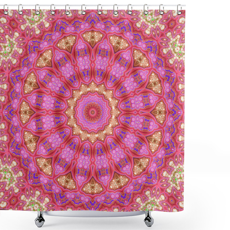 Personality  Red And Purple Fractal Mandala, Digital Artwork For Creative Graphic Design Shower Curtains