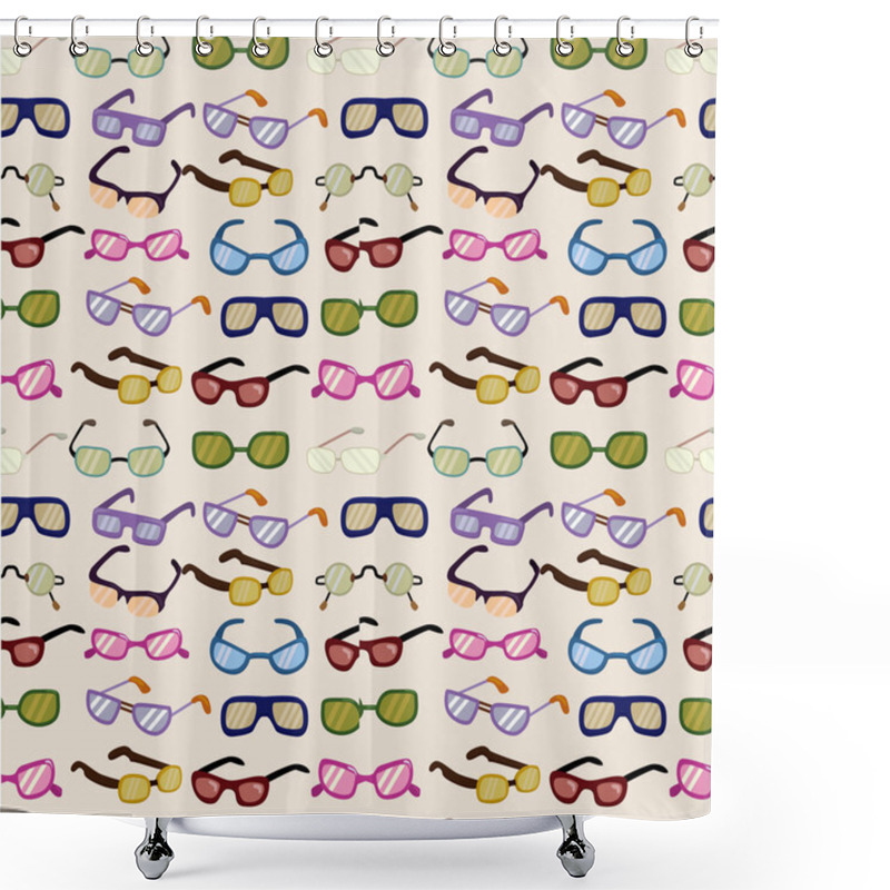 Personality  Seamless Cartoon Glasses Pattern Shower Curtains