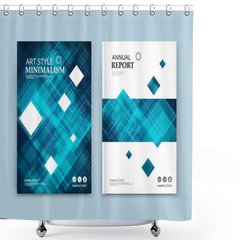 Personality  Abstract Composition. Blue Polygonal Texture. Square Rhombus Part Construction. White Brochure Title Sheet. Creative Transparent Lozenge Figure Icon. Box Blocks Surface. Puzzle Banner Form. Flyer Font Shower Curtains