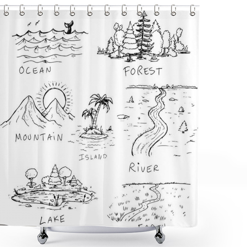 Personality  DIfferent Hand Drawn Nature Landscapes Shower Curtains