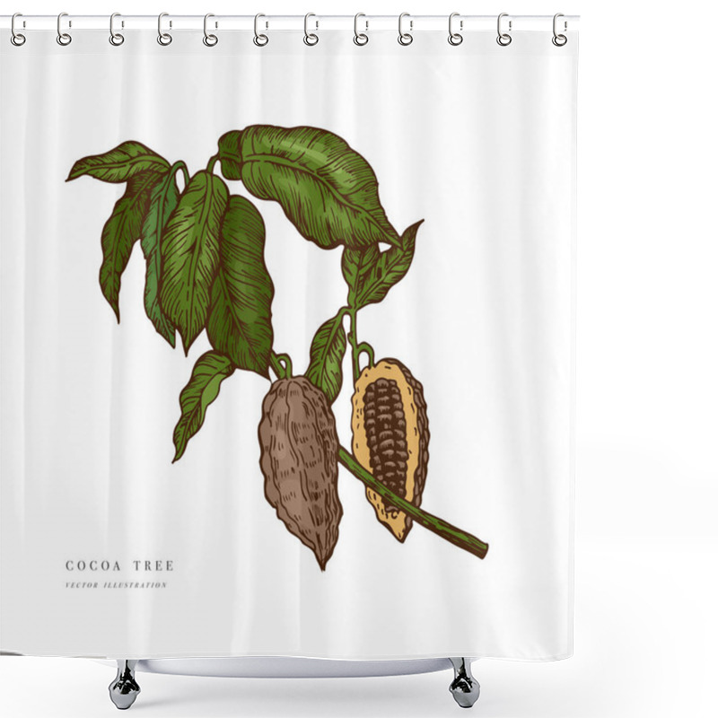 Personality  Cocoa Beans Illustration. Engraved Style Illustration. Chocolate Cocoa Beans. Vector Illustration Shower Curtains