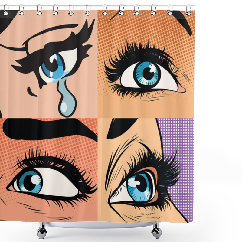 Personality  Set Of Beautiful Woman Eye Makeup And Beauty Shower Curtains