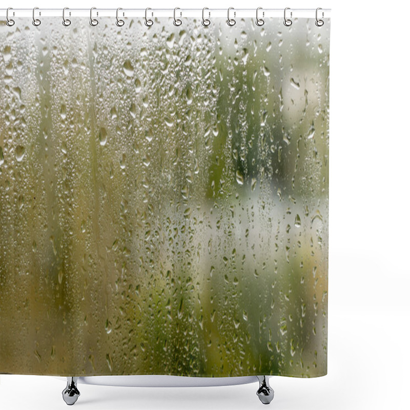 Personality  Rainy Day. Water Drops On Window Glass. Shower Curtains